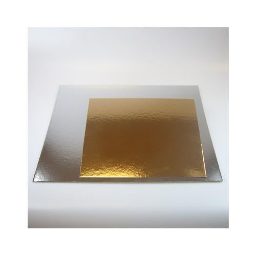 Taartkartons zilver/goud vierkant 20cm  3 stuks.