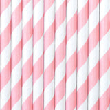 Papieren rietjes wit-roze (10st)