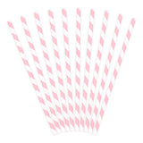 Papieren rietjes wit-roze (10st)