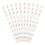 PartyDeco Papieren Rietjes hartjes roségoud pk/10