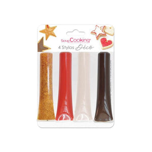 Scrapcooking glitter decoratiestiften set/4