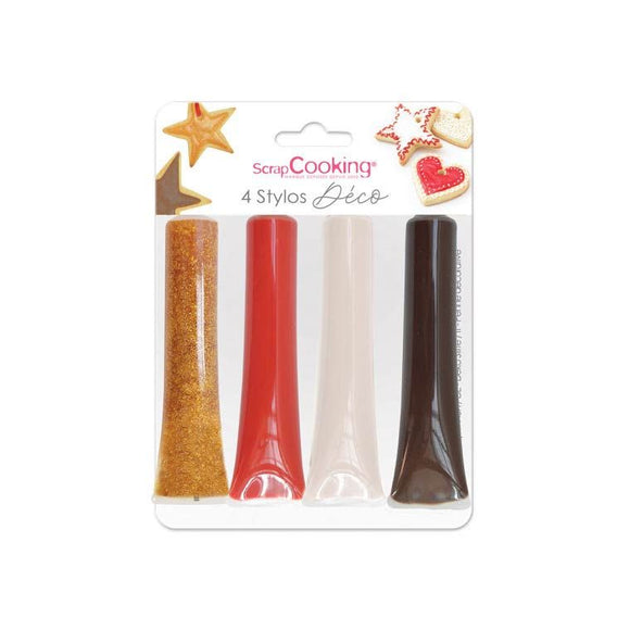 Scrapcooking glitter decoratiestiften set/4