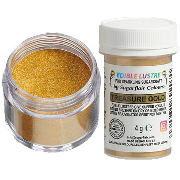 Sugarflair Edible Lustre Glitter Treasure Gold, 4g