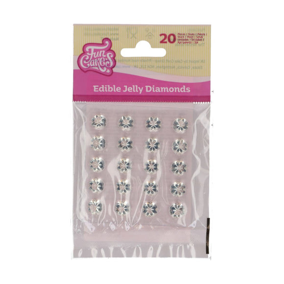 FunCakes Eetbare Jelly Diamonds Clear pk/20