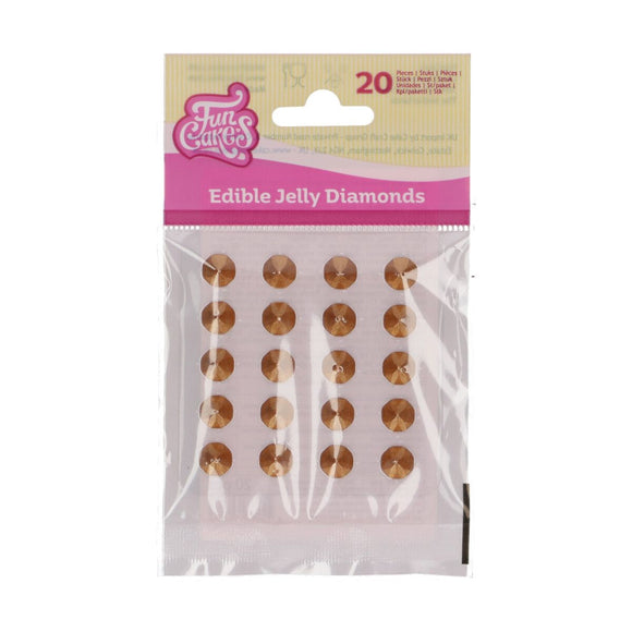 SALE FunCakes Eetbare Jelly Diamonds Gold pk/20 THT 31-Mei-24