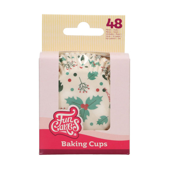 FunCakes Baking Cups Holly Leaf pk/48