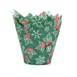 Muffin Cups HoM Tulp Hulstblaadjes Kerst 36st.