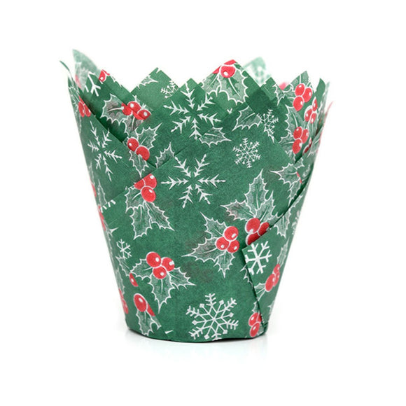 Muffin Cups HoM Tulp Hulstblaadjes Kerst 36st.