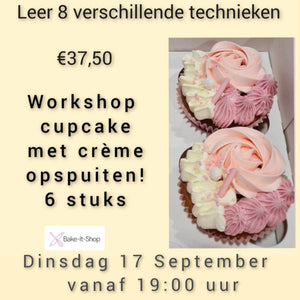 Workshop Cupcake opspuiten 6 stuks Dinsdag 17 September