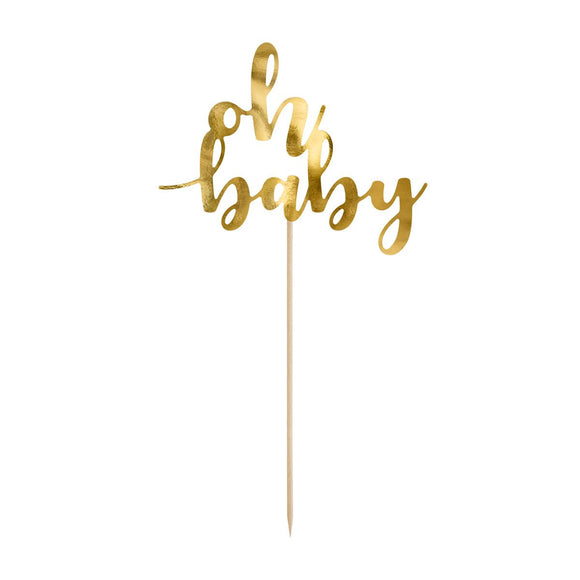 PartyDeco Cake Topper Oh Baby Goud