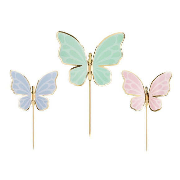 PartyDeco Taart Toppers Vlinders 9 x 6,5 cm