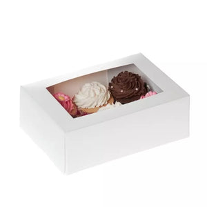 HoM Cupcake Doosje 6 Wit 9 cm hoog (incl. tray met venster)