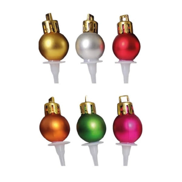 Taartdecoratie Kerstbal Prikkers 6 stuks