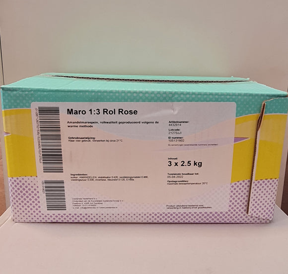 Marsepein Zeelandia Roze 1:3 7,5 Kilo  (3x 2,5 kilo)