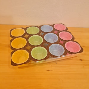 Muffin/Cupcake Tray papier gekleurd 1 x 12 vormpjes