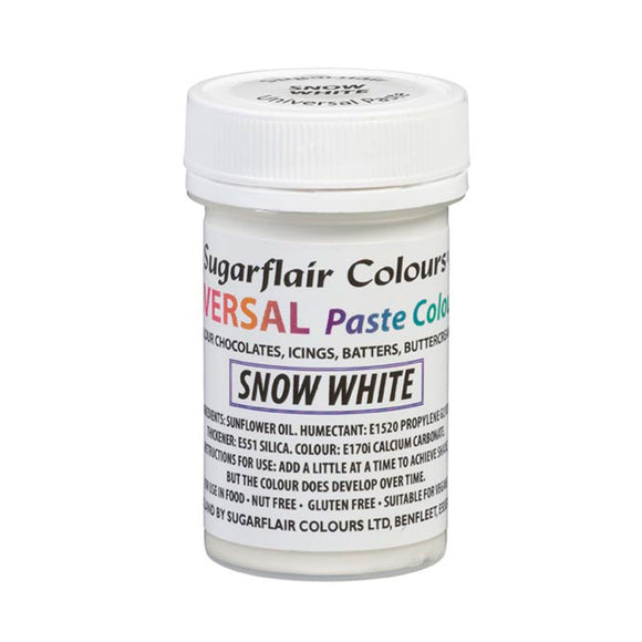 Sugarflair Universal Paste Colours Snow White E171 free 22g