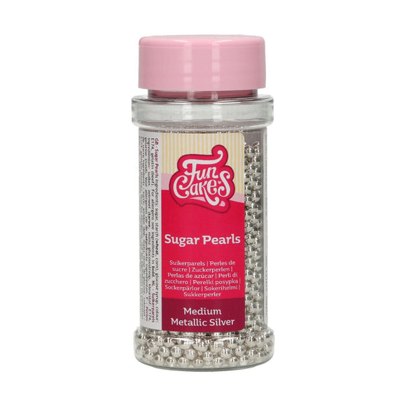 FunCakes Suikerparels Medium Metallic Zilver 80 g0g