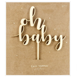 PartyDeco Houten Cake Topper Oh Baby