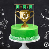 PartyDeco Cake toppers Voetbal Trofee pk/2