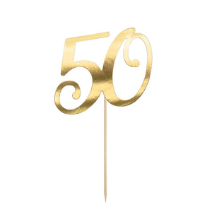 PartyDeco Caketopper 50 Goud