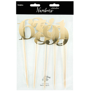 PartyDeco Cake Toppers Tafelnummers Goud Set/11