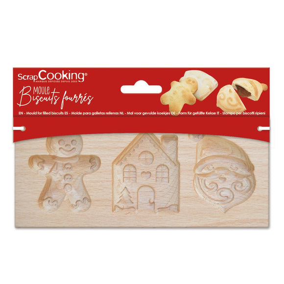 Scrapcooking Houten mal voor gevulde Kerst Koekjes