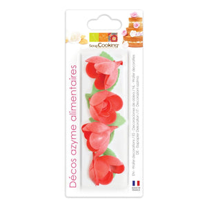 Scrapcooking Wafer Decoration Red Rose & Leaf Set/10