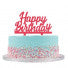 Taarttopper Acryl Happy Birthday Roze 145x85mm
