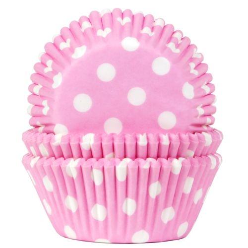 House of Marie Baking Cups Stip Baby Roze pk/50