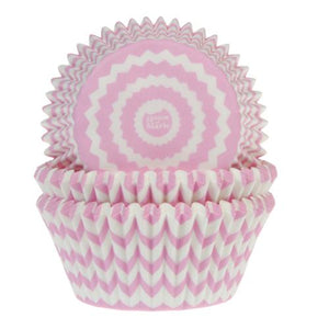 House of Marie Baking Cups Chevron Roze pak 60 stuks.