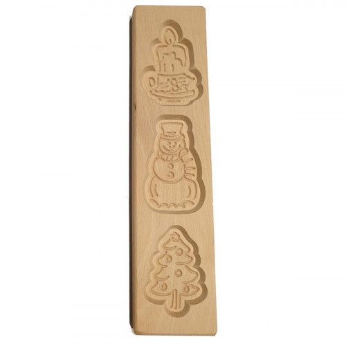 Speculaasplank Kerst (Kaars/Sneeuwpop/Kerstboom) (3x) 8x7cm.